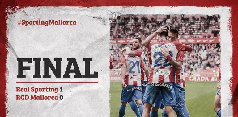 El Sporting gana por 1-0 al Mallorca en El Molinón