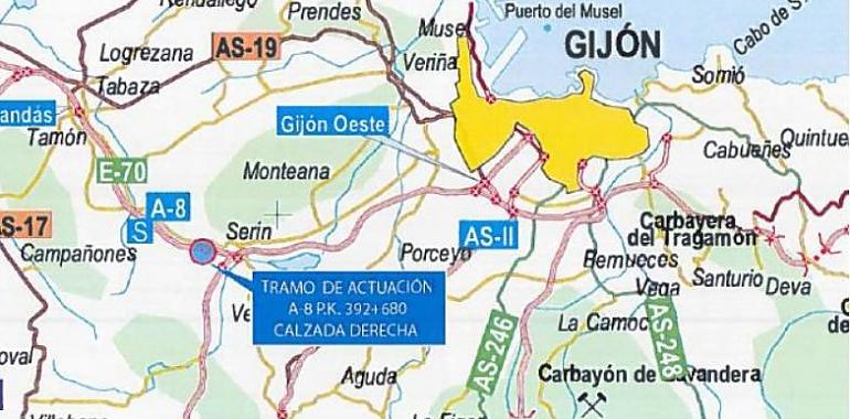 Fomento licita las obras para reconstruir el firme de la A-8 en Gijón
