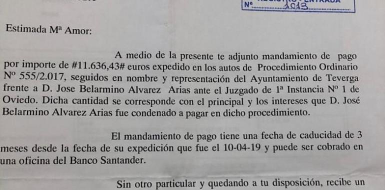 Teverga recupera los 11.000 euros que el anterior alcalde destinó a contratar a su hija