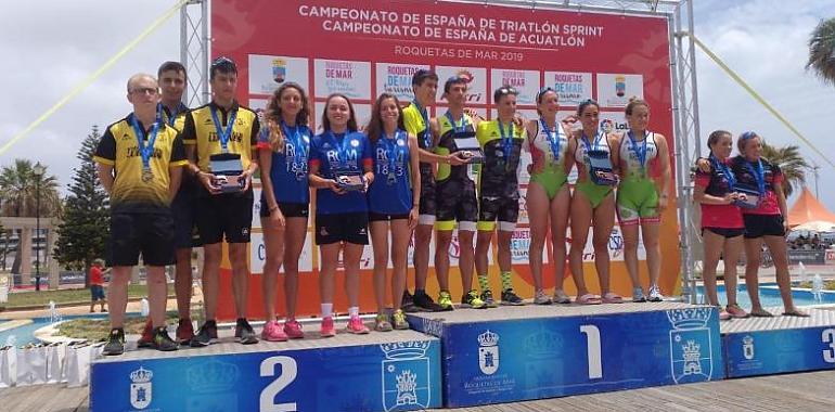 Triatlón Lugones, plata en el España de Acuatlón por equipos júnior masculino