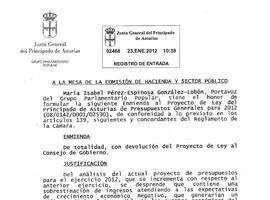 El PP rechaza en su totalidad el presupuesto presentado por el Gobierno de Asturias
