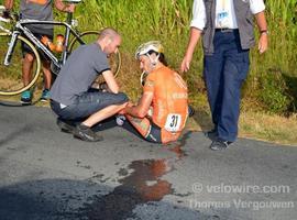 Samuel Sánchez sufre un esguince de clavícula tras una caída en el Tour de Poitou-Charentes
