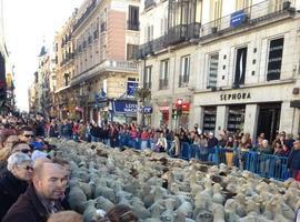 Un mar de lana inunda las calles de Madrid