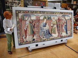 El tapiz recuperado de la antigua Catedral de Roda de Isábena de nuevo en España