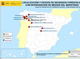 Amplio despliegue para combatir el fuego en Castilla y León, Castilla-La Mancha, Galicia y Madrid 