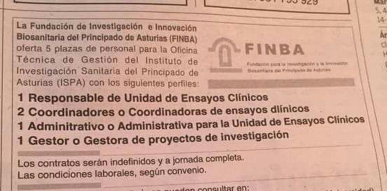 Llamazares critica la convocatoria de 5 plazas para la FINBA sin integrar la Oficina de Investigación Biosanitaria
