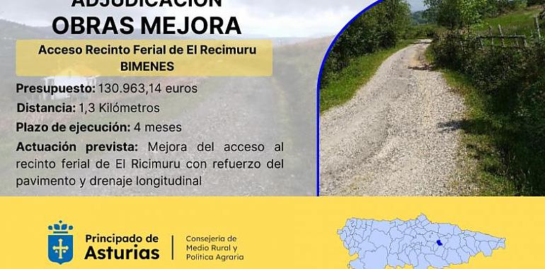Mejoras en el acceso al recinto ferial de El Recimuru en Bimenes por 130.000 euros