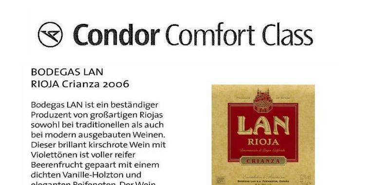 Lan Crianza, el único vino español servido en las líneas alemanas Condor