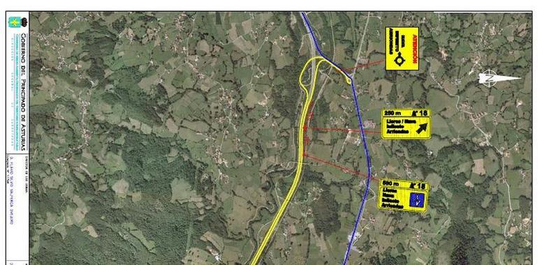 Las obras del enlace de Lieres obligan a realizar cortes en la carretera A-64 