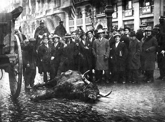 Un toro en la Gran Vía