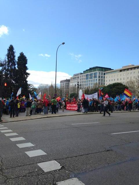 La columna de Asturias llegando a Plaza de España