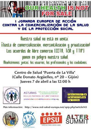 1ª Jornada Europea De Acción Contra La Comercialización De La Salud