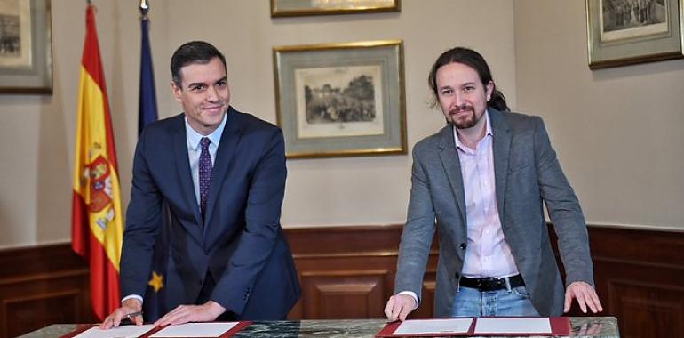 Sánchez e Iglesias anuncian Gobierno "estable y rotundamente progresista”