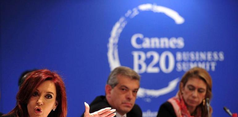 La presidenta de Argentina llama en Cannes a "volver al capitalismo serio"