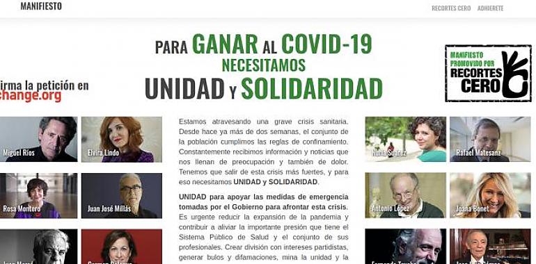 Recortes Cero impulsa un manifiesto de unidad y solidaridad ante el coronavirus