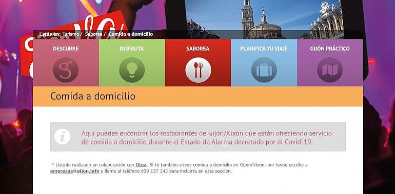 Gijón Turismo publica un listado de restaurantes con servicio a domicilio