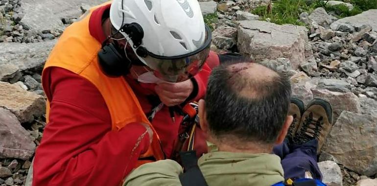 Herido grave tras caer a unos 400 metros del refugio de Meicín, en Lena
