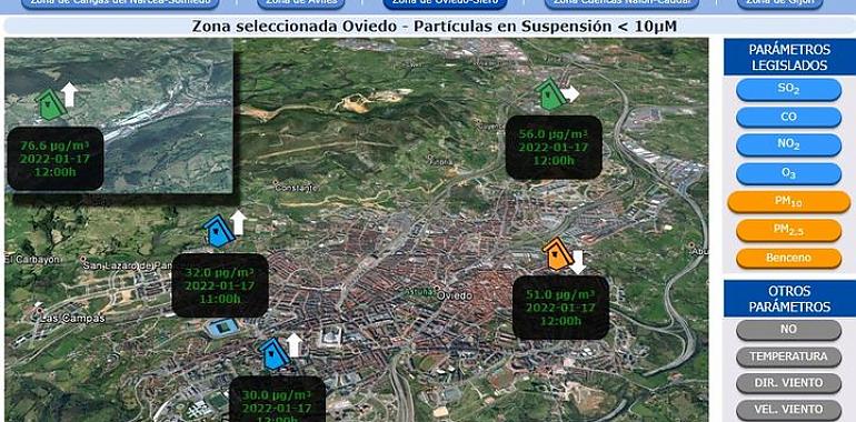 Activado el protocolo por contaminación del aire en el área de Oviedo