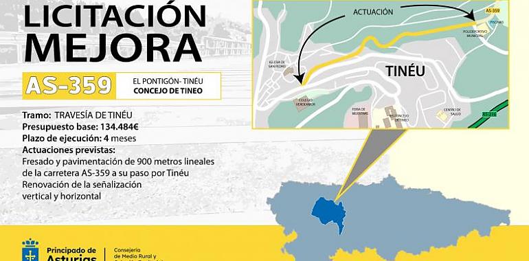 Salen a licitación las obras de mejora de la travesía urbana de la AS-359 en Tinéu por 130.000 euros