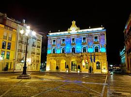 El Ayuntamiento de Gijón se iluminará de azul durante el fin de semana  