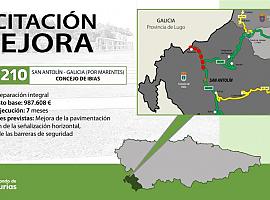 Licitación por casi un millón de euros de las obras de mejora de la carretera AS210 en Ibias