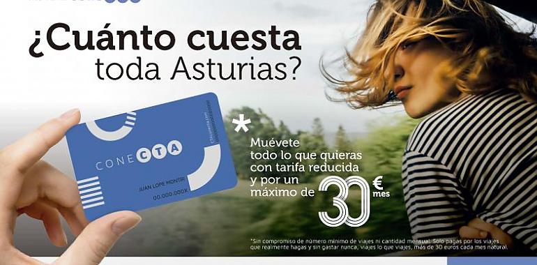 En 2024 se mantendrá la tarifa plana CONECTA que permite viajar por toda Asturias por un máximo de 30 euros al mes