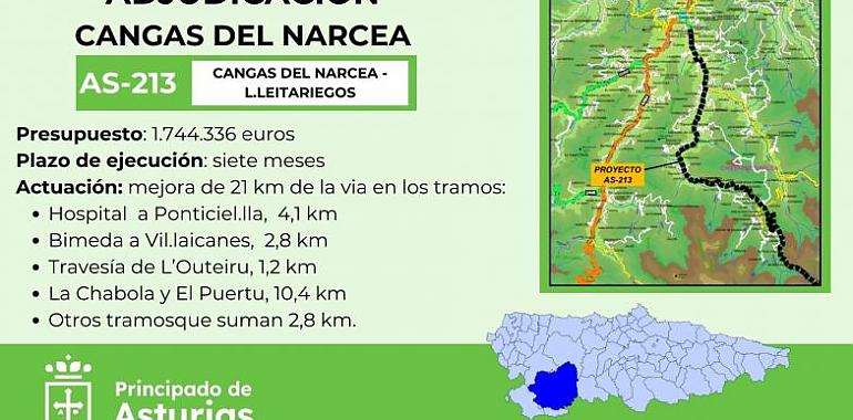 La carretera AS-213 entre Cangas del Narcea y el Puerto de Leitariegos se renueva