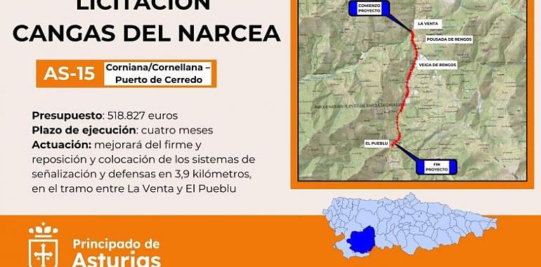 El Principado licita obras de mejora del tramo AS-15 entre La Venta y El Pueblu por 519.000 euros