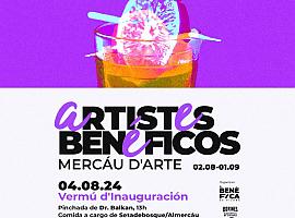 Inauguración de la exposición "Artistas Benéficos" en el Antiguo Balneario de Borines para rehabilitar La Benéfica de Piloña