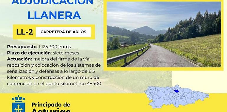 El Principado invierte 1,12 millones en la mejora de la carretera LL-2 en Arlós, Llanera: más seguridad y un firme renovado