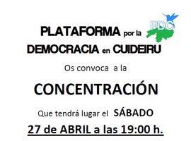 La Plataforma por la Democracia en Cuideiru llama a una nueva concentración ante el Ayuntamiento