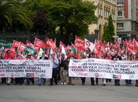 Manifestación de trabajadores de Liberbank en Oviedo