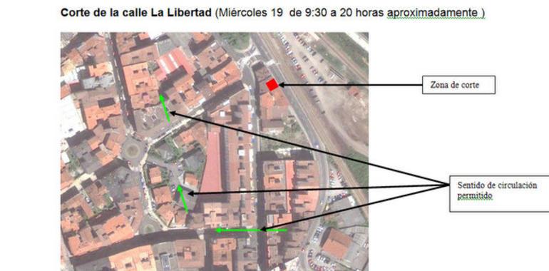 Corte de tráfico en las calles Libertad  y Las Artes por las obras de Llano Ponte