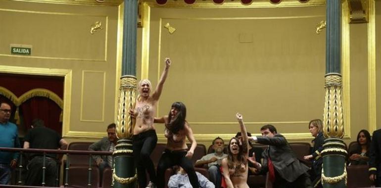 En libertad la activista asturiana que protestó en el Congreso contra la penalización del aborto