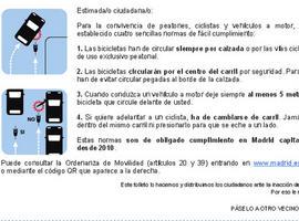 #CiclistasMolestos. Acción ciudadana para dar a conocer la Ordenanza de movilidad