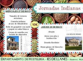 Sabrosuras indianas en las jornadas del IES de Llanes, miércoles y jueves