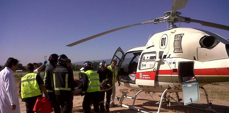 Un logroñés de 59 años, herido grave tras sufrir un accidente laboral en Funes 