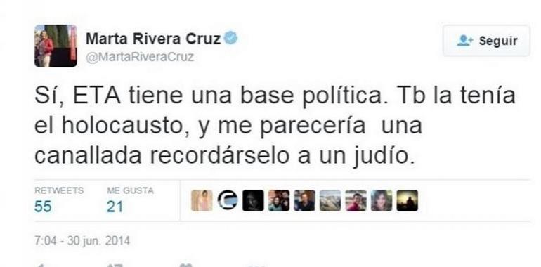 La númberu trés de Ciudadanos al Congresu dixo nel 2014 que lholocaustu tuvo "una base política"