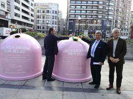 Ecovidrio instala 6 contenedores rosa en Gijón con motivo del Día del Cáncer de Mama