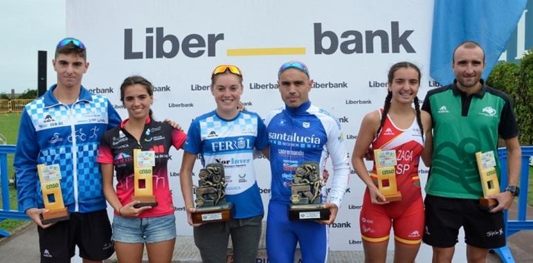 Paula Herrero y Fernando Barroso ganan el Triatlón Santa Olaya