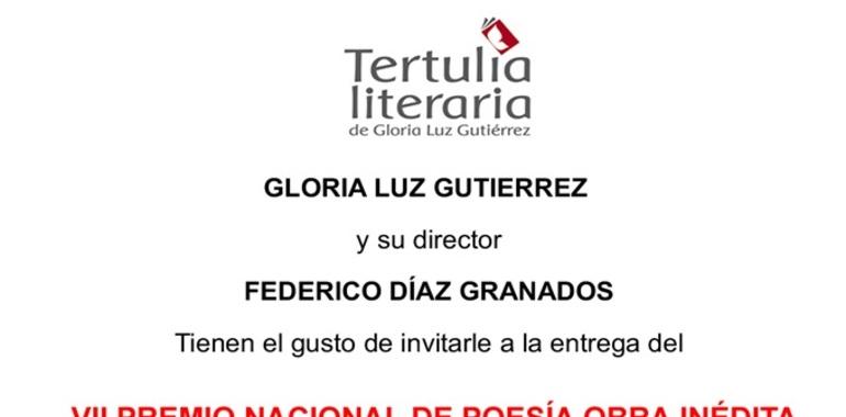 Premio nacional de poesía inédita 2018  de la tertulia Gloria Luz Gutiérrez