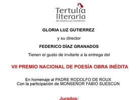 Premio nacional de poesía inédita 2018  de la tertulia Gloria Luz Gutiérrez