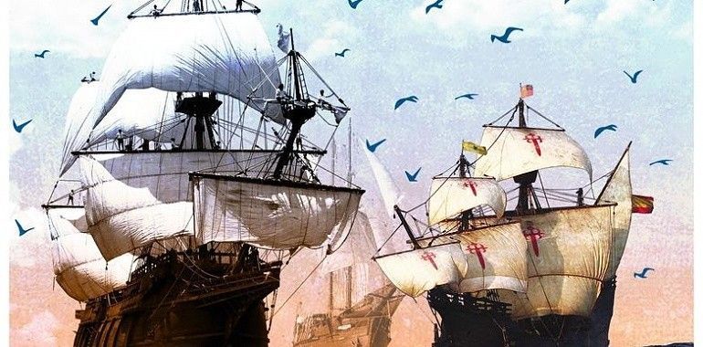 Nao Victoria, el Galeón Andalucía y el Atyla en El Musel