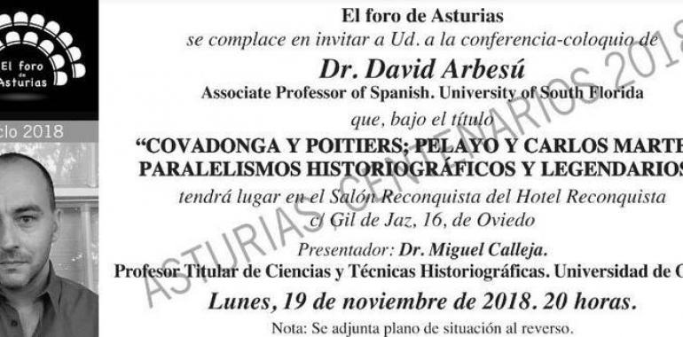 Conferencia “Covadonga y Poitiers; Pelayo y Carlos Martes: paralelismos historiográficos y legendarios”