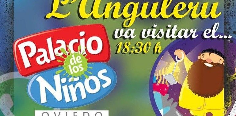 Primera visita oficial de L´Anguleru a Oviedo para recoger cartas de niños y niñas