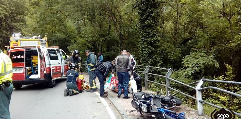 Dos motoristas heridos al caer a un desnivel en Cangas de Onís