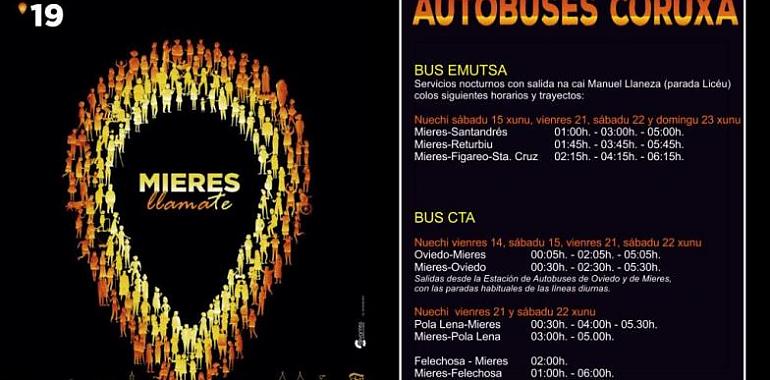 Servicio de autobuses en las fiestas de San Xuan de Mieres