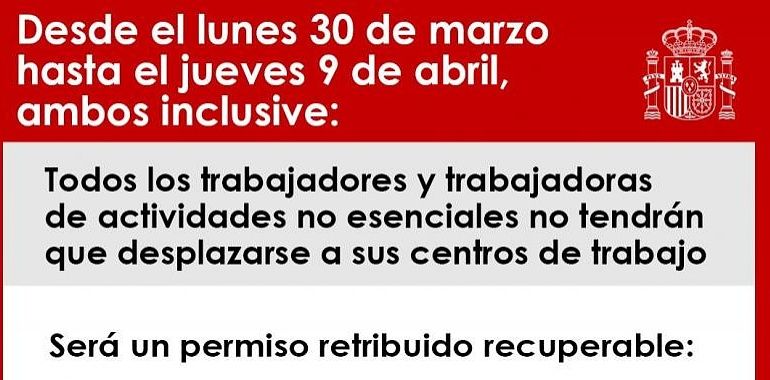 Todas las actividades no esenciales pararán del 30 de marzo al 9 de abril