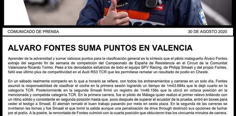 Álvaro Fontes suma puntos en Valencia