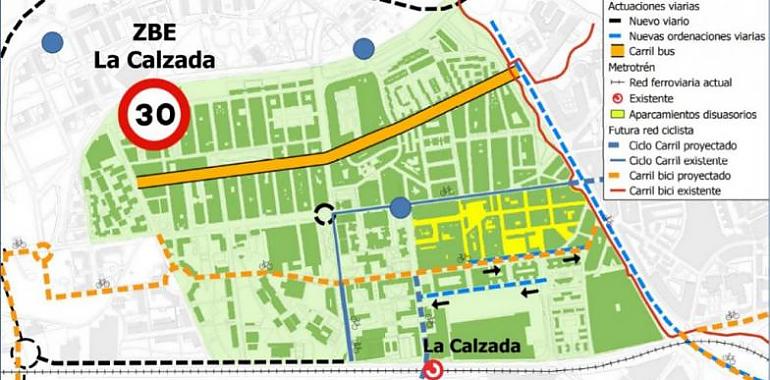 Entre las medidas aprobadas hoy por el Ayuntamiento de Gijón se encuentra el avance en la implantación de la Zona de Bajas Emisiones en La Calzada 